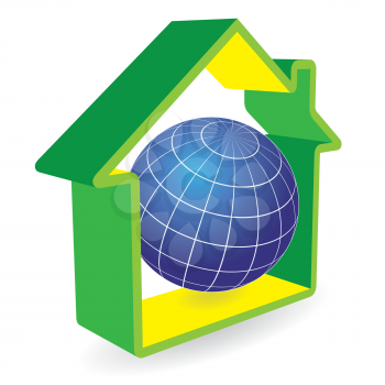 Royalty Free Clipart Image of a House Globe