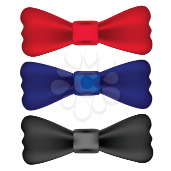 Royalty Free Clipart Image of a Three Different Color of Bows