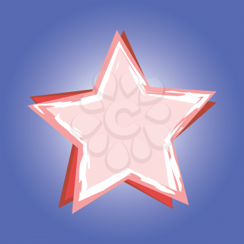 Royalty Free Clipart Image of a Red Star on Blue Background
