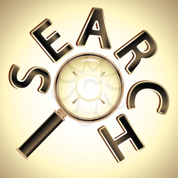 Royalty Free Clipart Image of a word SEARCH around a Magnifying Glass 