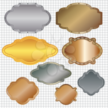 Royalty Free Clipart Image of a Set of eight framed labels with a Squared Background