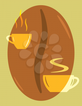 perfect logo with coffee and cappuccino cups on coffee bean background