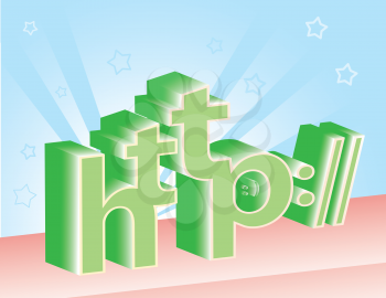 3D http letters on star shining background. 
Vector file. Letters and stars are on a separate layers and can be easily removed if needed.