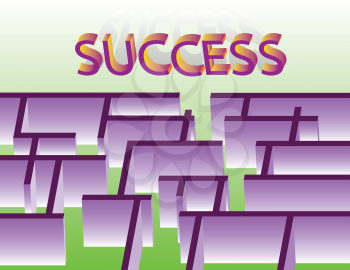 abstract labyrinth with exit to success - vector illustration