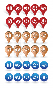 set of icons with digits suitable for GPS or Navigation marking vector illustration