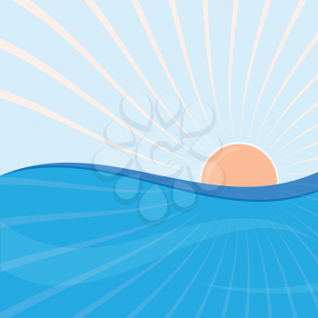 Sun and sea. Abstract illustration.