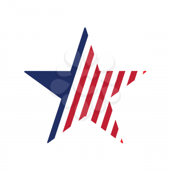 star stylized in american flag isolated icon vector illustration