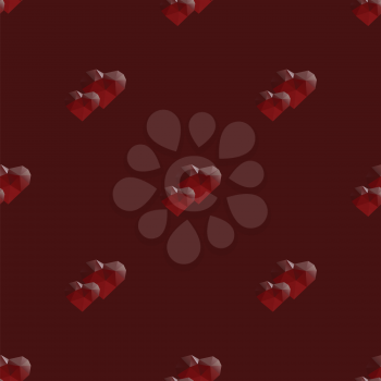 two hearts love symbol lowpoly design seamless pattern vector illustration
