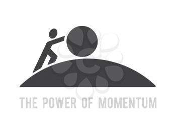 man pushing big ball up hill symbol power of momentum concept reach the target vector abstract design logo