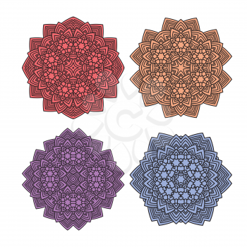 abstract mandala style flower set vector illustration