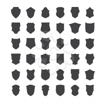 set of black heraldic shields vector icon collection