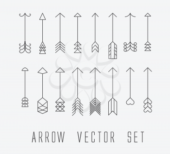 vintage style outlined arrow vector set 