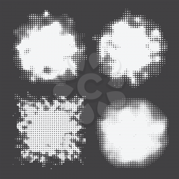 bright halftone set on dark background abstract vector illustration
