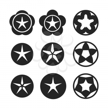 dark star icon set on bright background vector illustration