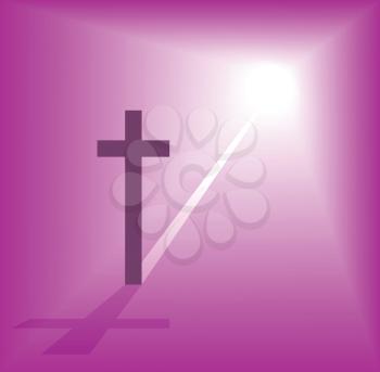 bright light fall on christian cross abstract vector illustration 