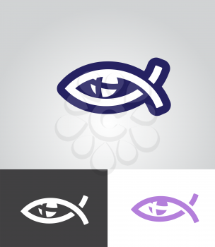 christian fish as eye symbol with cross in eyeball as christian emblem abstract vector illustration