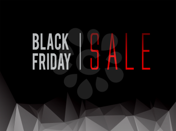 Black Friday sale text on dark low polygonal background vector illustration