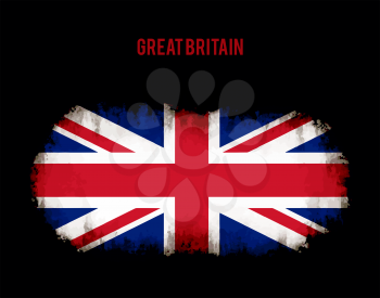 Grunge british flag on dark background vector background illustration