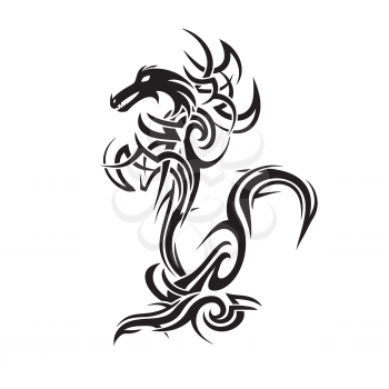 tribal dragon tattoo art vector illustration
