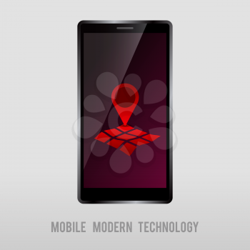 mobile device with geo mark on screen vector illustration