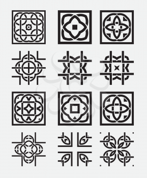 Tile element tribal celtic knot pattern. Background design set. Collection of vector elements for wallpaper and seamless patterns.