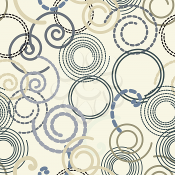 Spiral dotted lines. Cicles dots seamless pattern. Vector illustration.