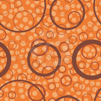 Circles seamless pattern. Abstract orange background. Vector illustration. Decorative dots template.