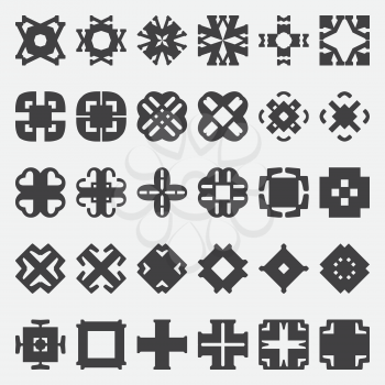 Design elements set. Vector illustration. Tribal cross symbols. Celtic motif retro decorative parts.