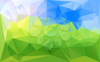 Mosaic green blue abstract vector background. Low-poly texture futuristic style bright pattern. Horizontal layout gradient polygons.