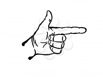 Finger point gun symbol vector illustration. Index finger show direction sign.