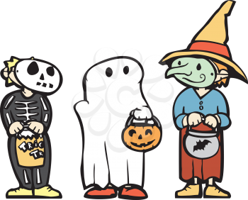 Royalty Free Clipart Image of Children in Costumes