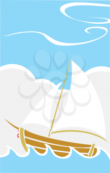 Royalty Free Clipart Image of a Sailboat on the Sea