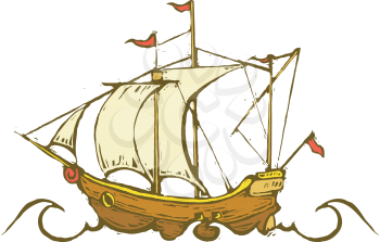 Royalty Free Clipart Image of a Pirate Ship