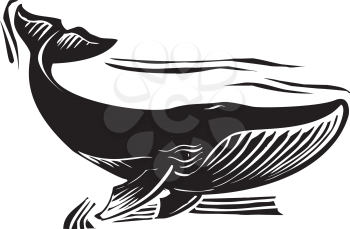 Royalty Free Clipart Image of  Woodcut Style Whale