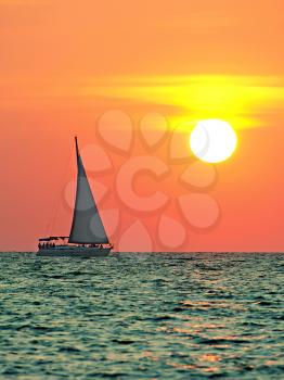 image boat trip at sunset