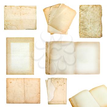 set of old vintage postcards isolated on white background