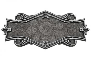 Vintage cast metal plate isolated on white background