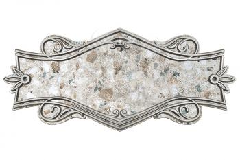 Vintage marble plaque isolated on white background