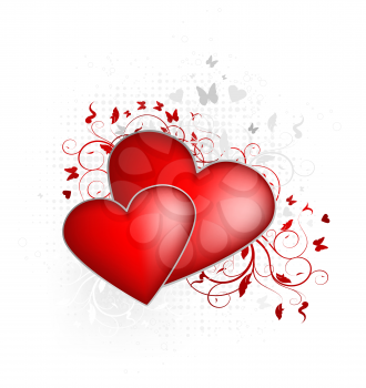 Royalty Free Clipart Image of a Valentines Day Hearts and Flowers