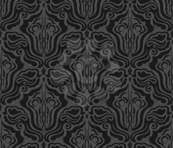 Decorative vector black and gray seamless floral ornament