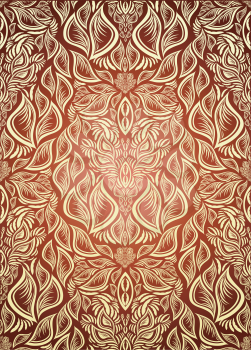 Vector red and golden decorative royal seamless floral ornament
