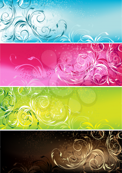 Vector decorative colorful floral design banners