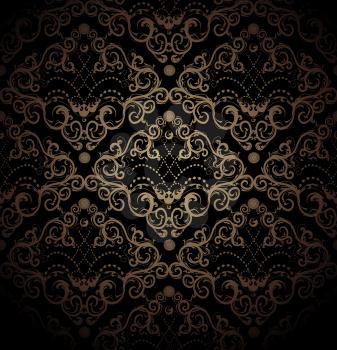 Floral vector black and gold seamless royal beauty ornament