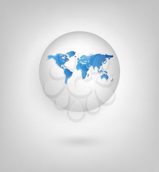 Abstract Sphere And World Map On Gray Background