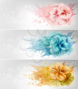 Set of Floral Beauty Design Backgrounds