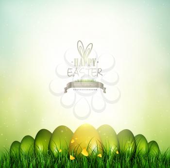 Easter Background With Eggs And Title Inscription