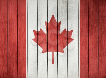 Wooden Grunge Flag Of Canada