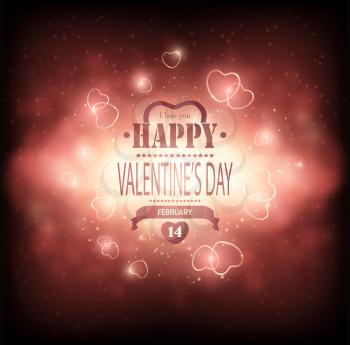 Valentine's Day Background With Hearts And Title Inscription