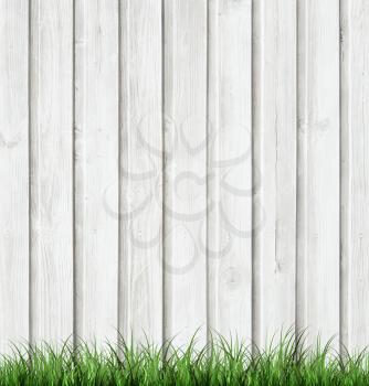 Wooden Background With Grass