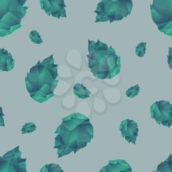 Seamless Abstract  Ornamental Crystal Pattern With Leaves